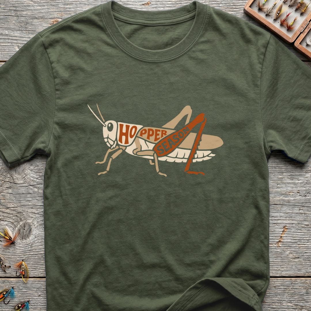 Hopper Season Grasshopper - Military Green t-shirt