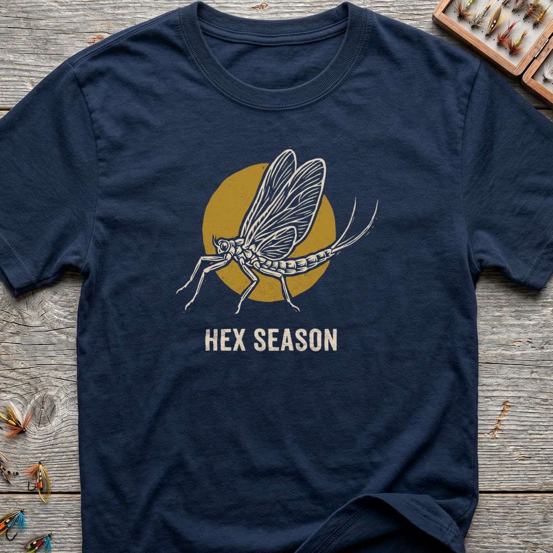 Hex Season Mayfly Hatch - Navy t-shirt