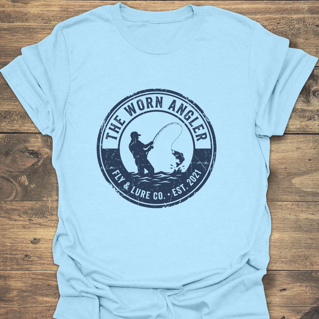 The Worn Angler Badge - Light Blue t-shirt