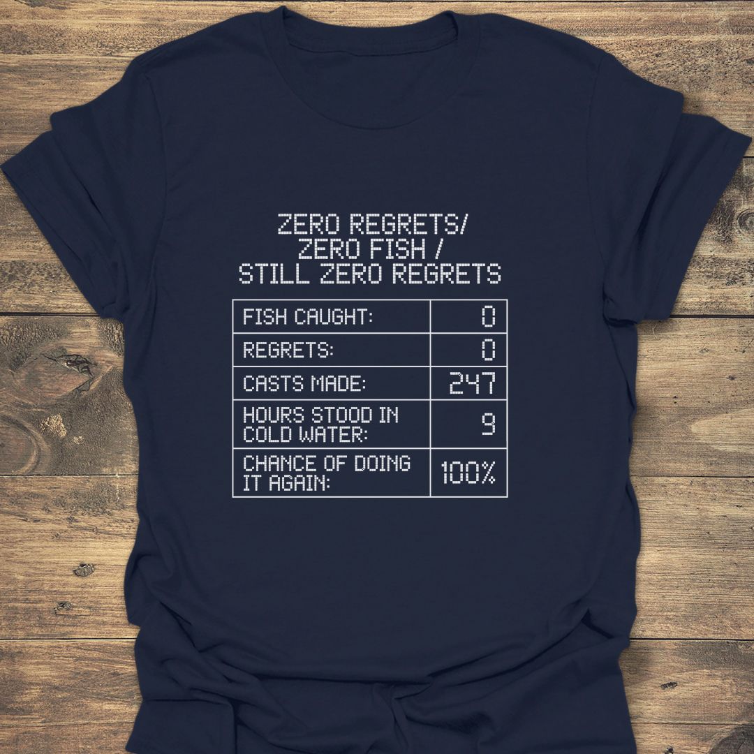Zero Fish Zero Regrets - Navy t-shirt
