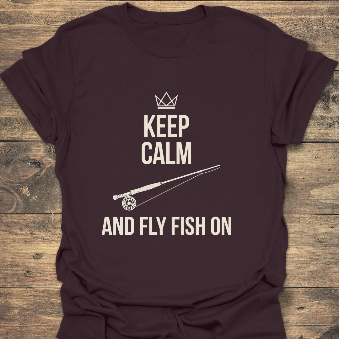 Keep Calm And Fly Fish - Dark Chocolate t-shirt