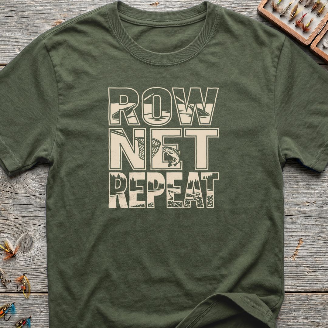 Row Net Repeat - Military Green t-shirt