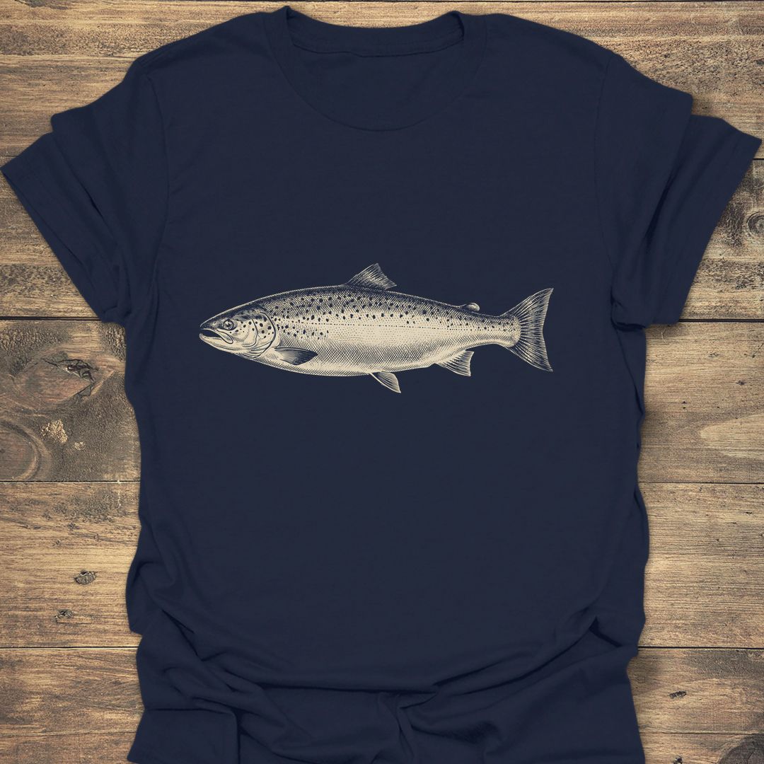Vintage Trout Illustration - Navy t-shirt