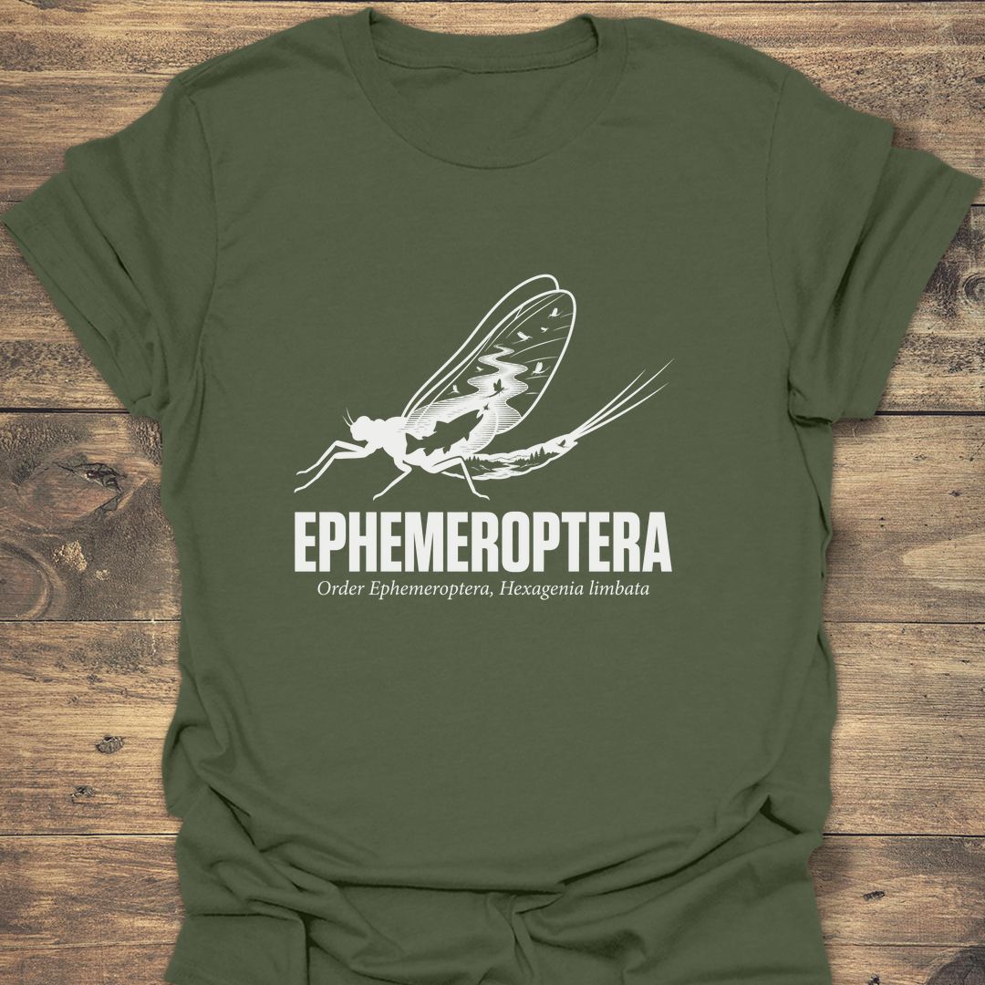 Ephemeroptera Mayfly Hatch - Military Green t-shirt