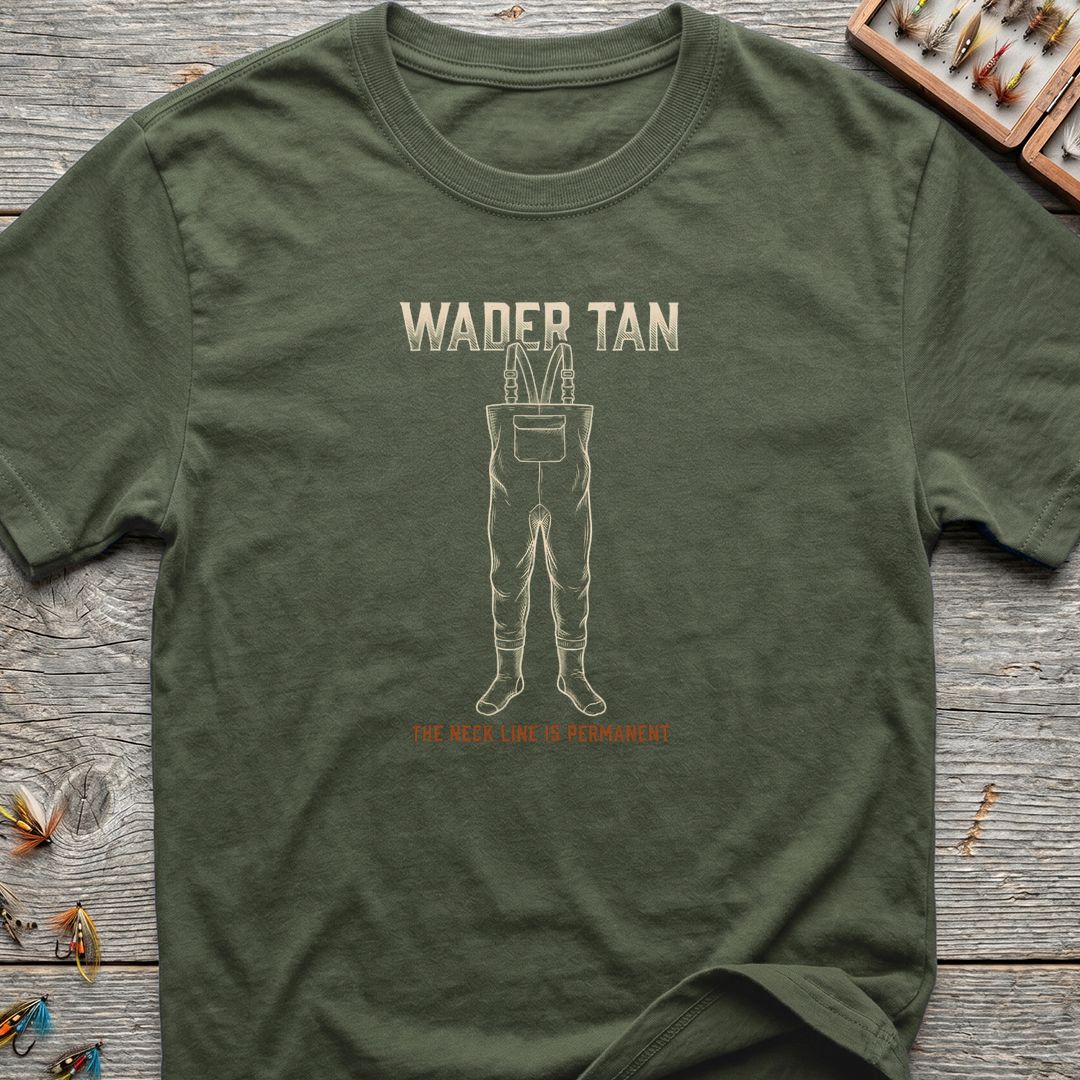 Wader Tan Neck Line - Military Green t-shirt