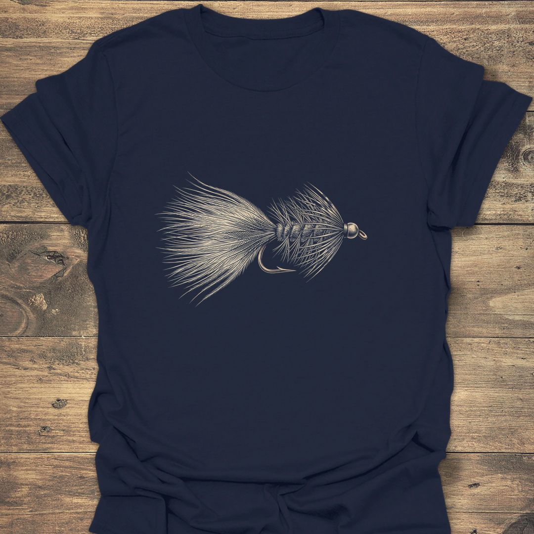 Woolly Bugger Streamer Fly Art - Navy t-shirt