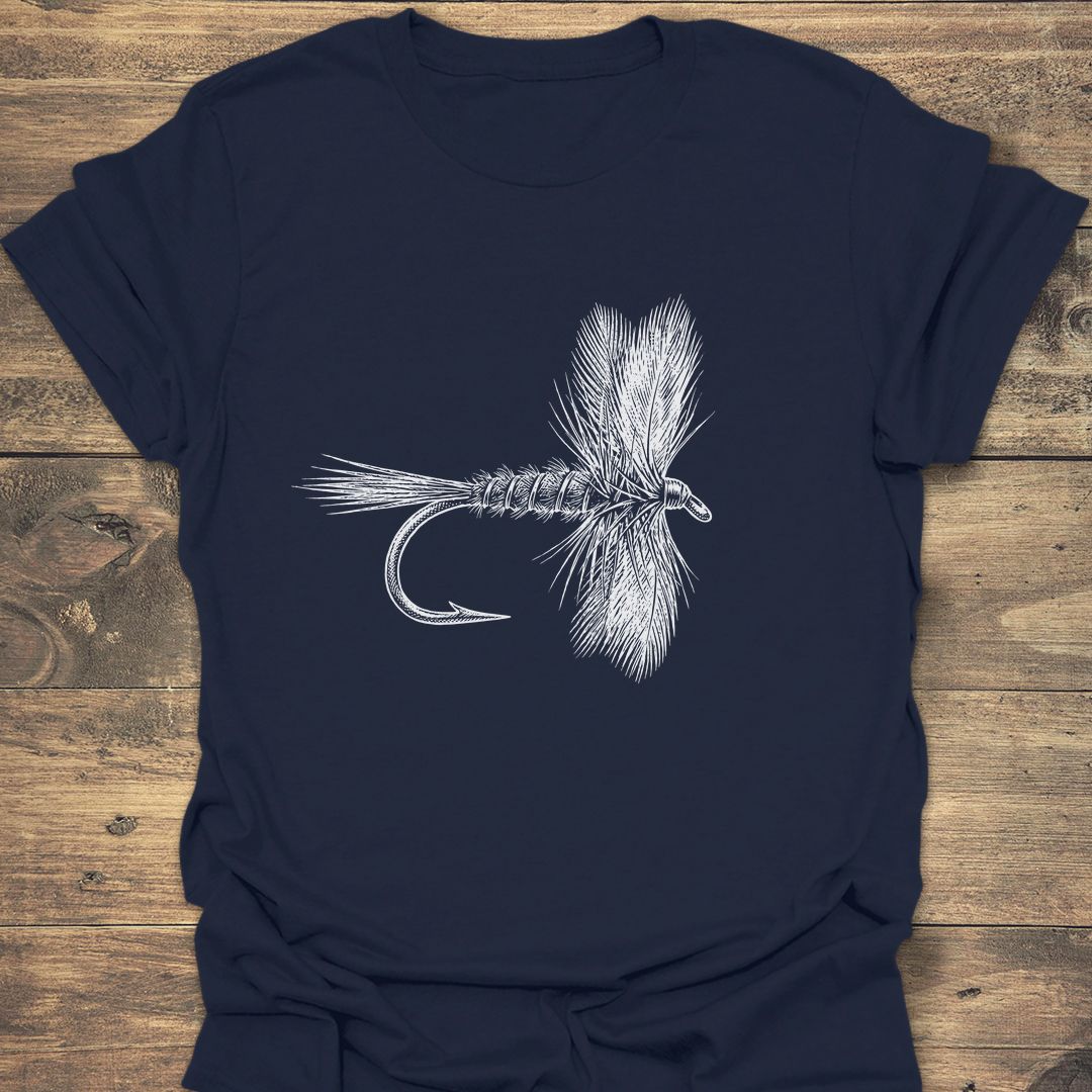 Classic Dry Fly Pattern - Navy t-shirt