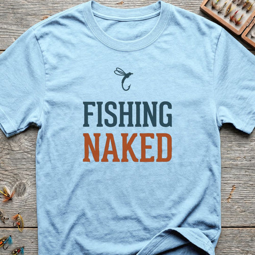 Fishing Naked Dry Fly - Light Blue t-shirt
