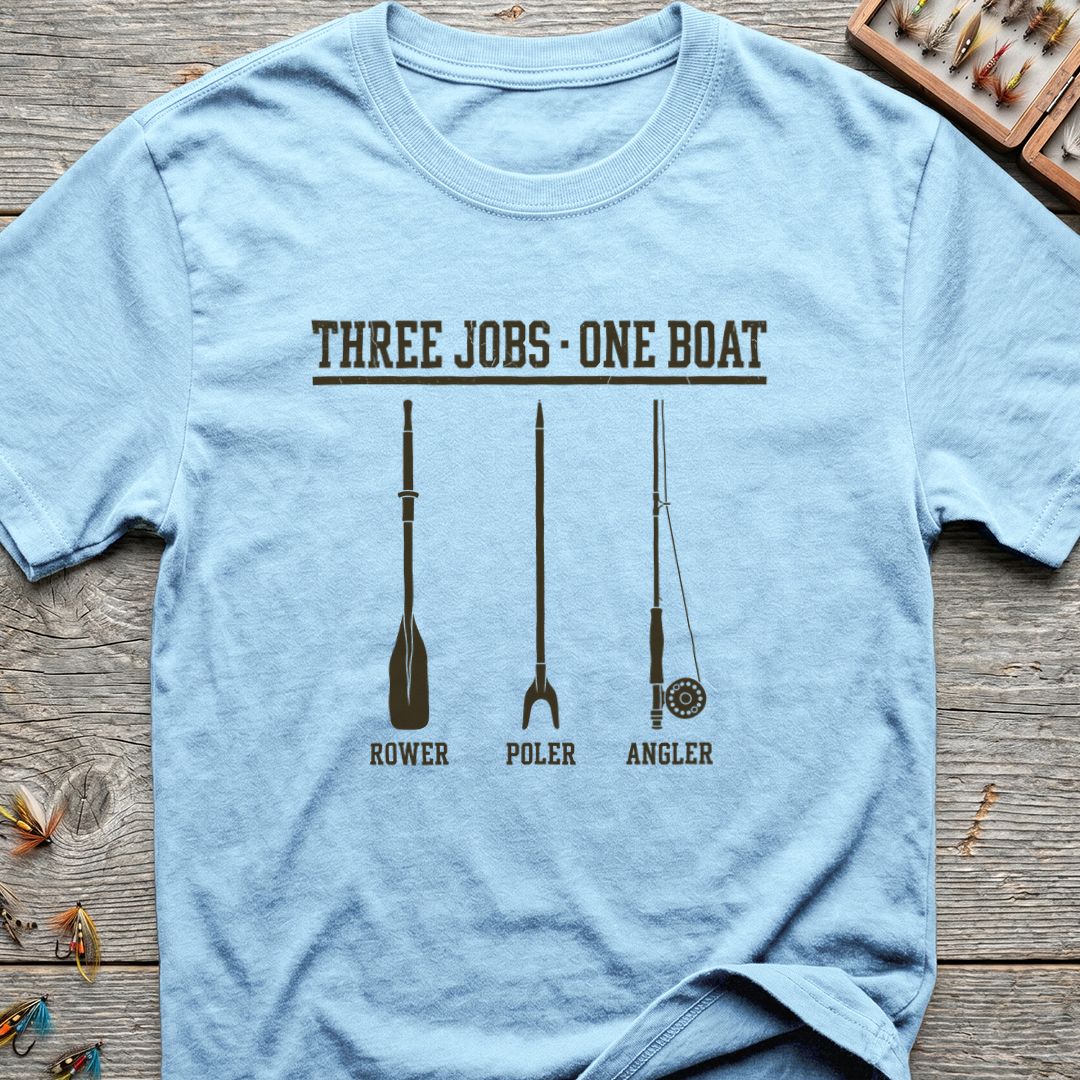 Three Jobs One Boat - Light Blue t-shirt