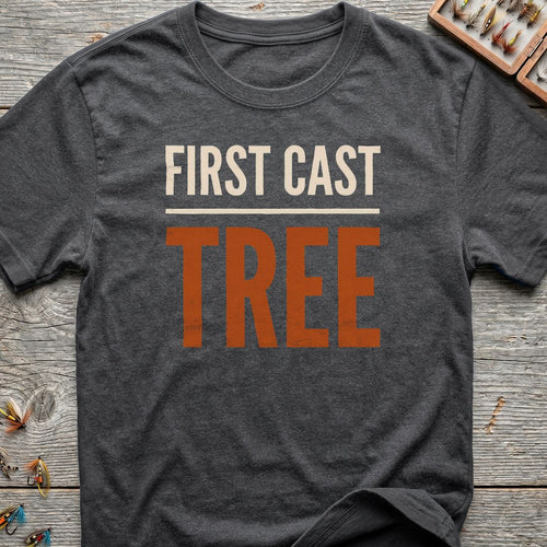 First Cast Tree - Dark Heather t-shirt