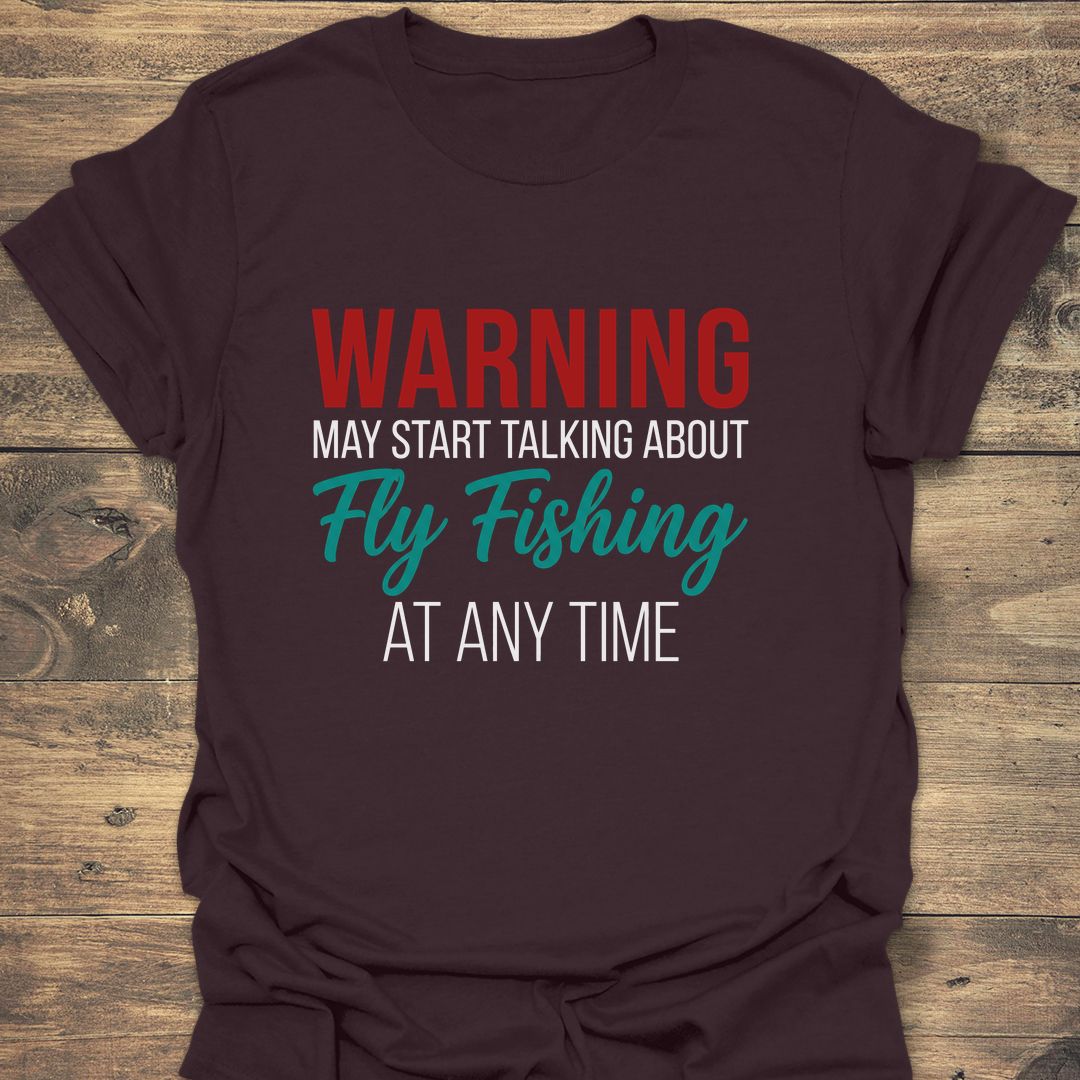Warning May Talk Fly Fishing - Dark Chocolate t-shirt