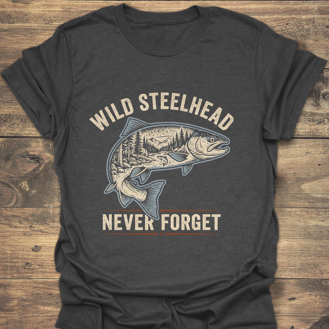 Wild Steelhead Never Forget - Dark Heather t-shirt