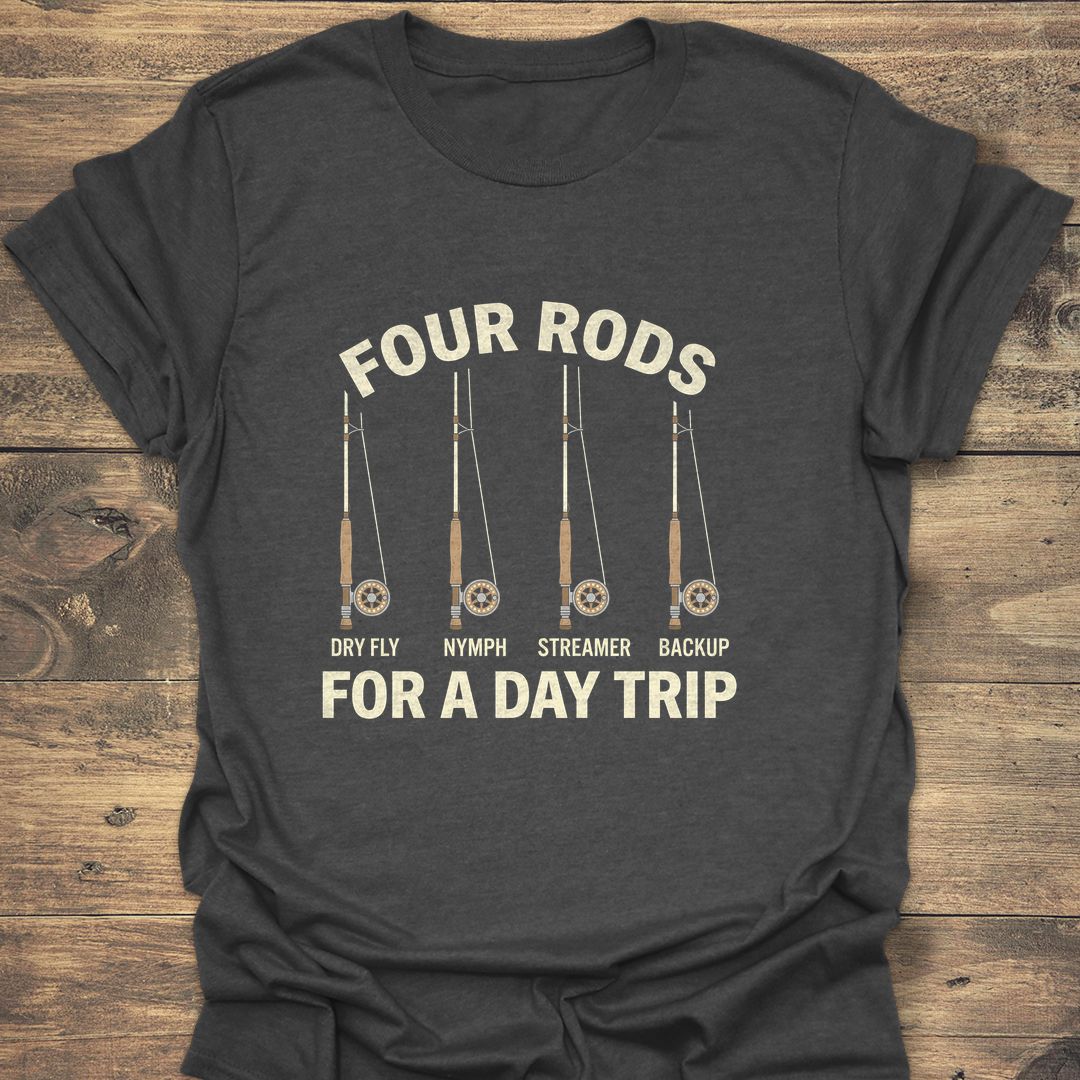 Four Rods For A Day - Dark Heather t-shirt