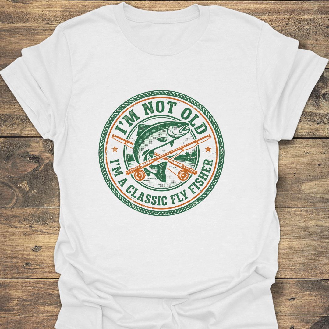 Not Old Classic Fly Fisher - White t-shirt