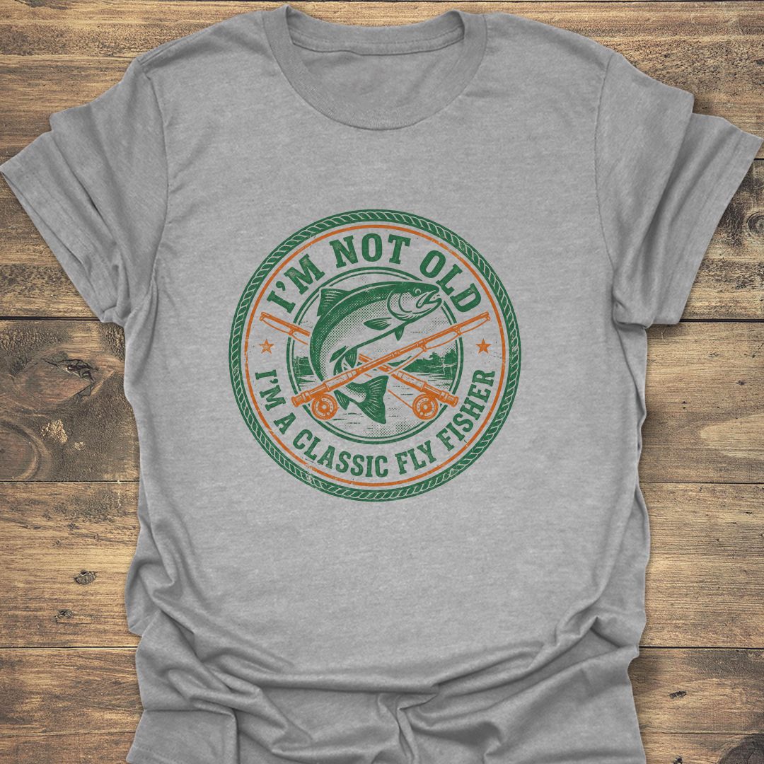 Not Old Classic Fly Fisher - Sport Grey t-shirt
