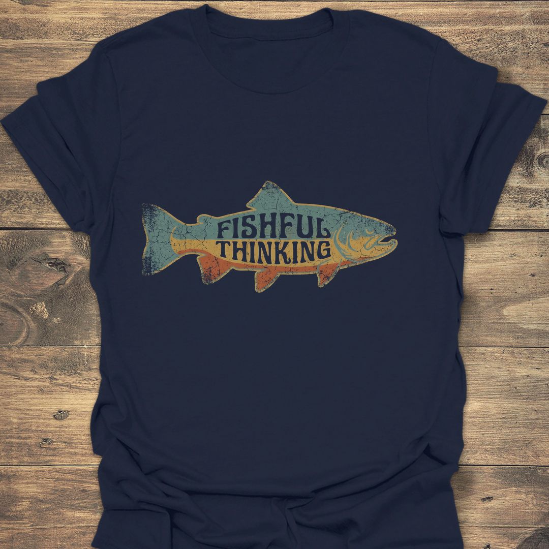 Fishfull Thinking Trout Design - Navy t-shirt
