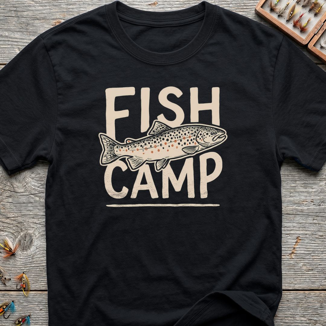 Fish Camp Brown Trout - Black t-shirt