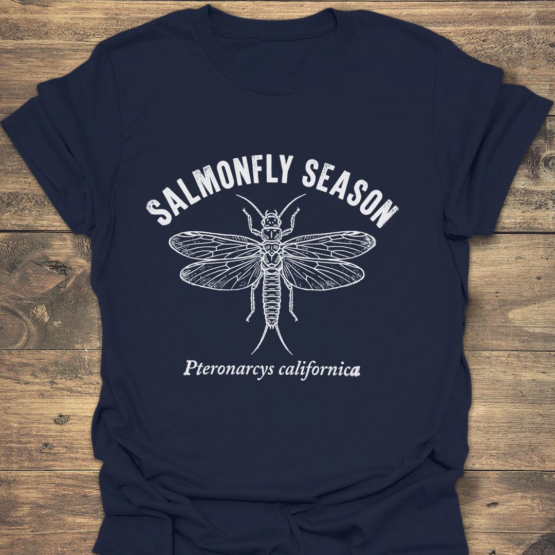 Salmonfly Season - Navy t-shirt