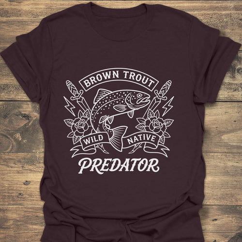 Brown Trout Wild Native Predator - Dark Chocolate t-shirt