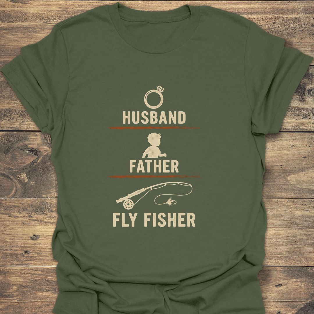Husband Father Fly Fisher - Military Green t-shirt