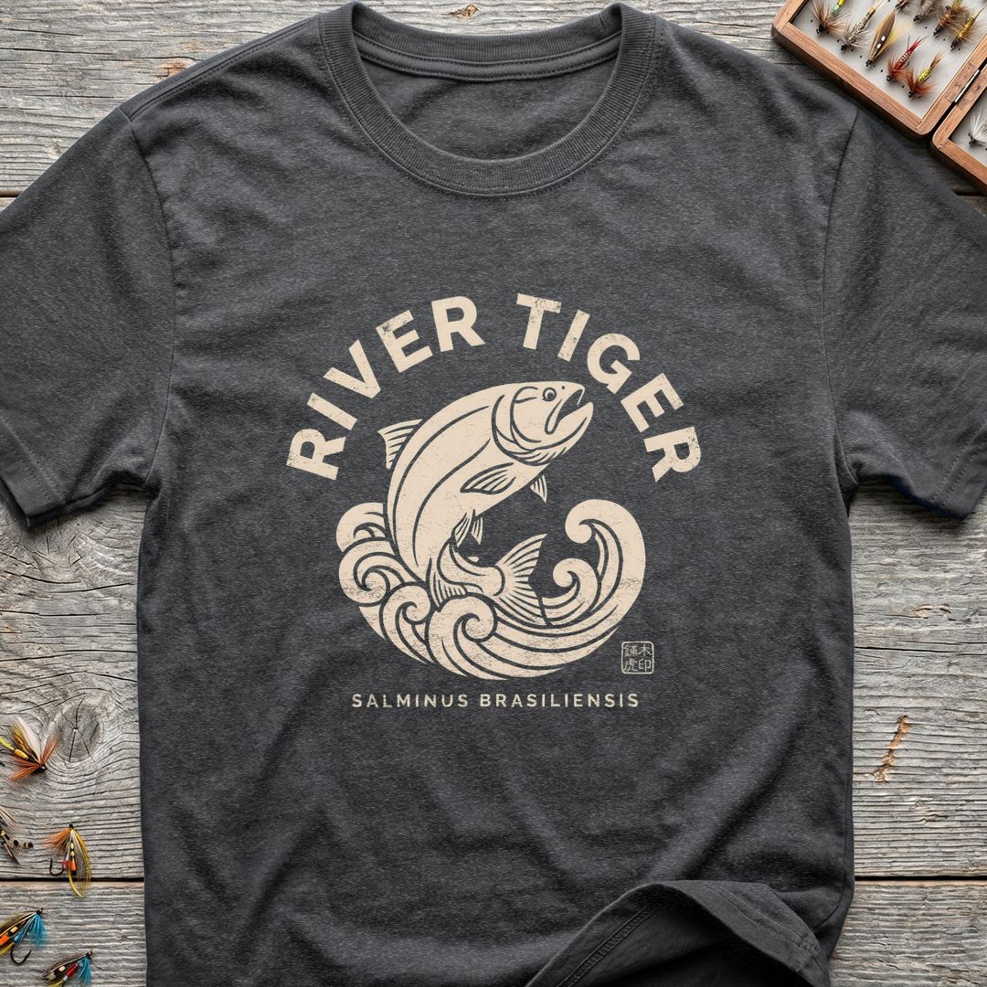 River Tiger Golden Dorado - Dark Heather t-shirt