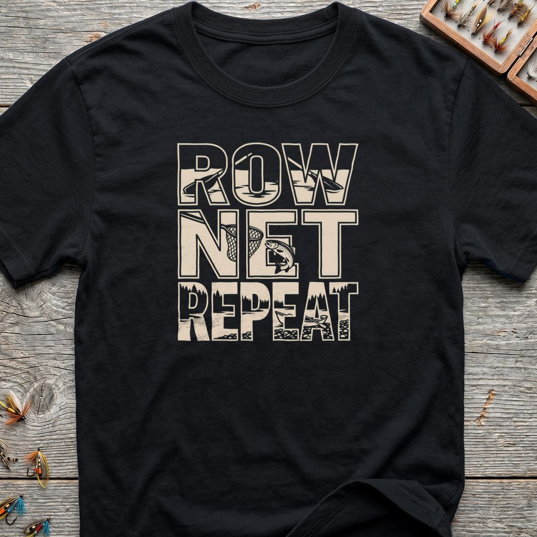 Row Net Repeat - Black t-shirt