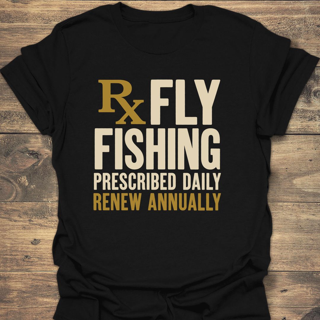 Rx Fly Fishing Prescribed Daily - Black t-shirt