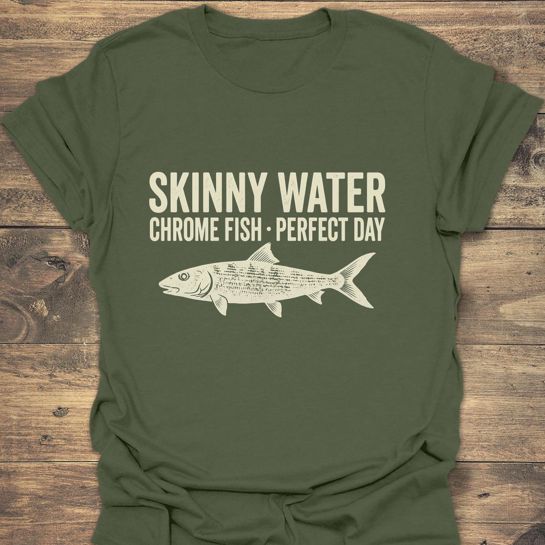 Skinny Water Chrome Fish - Military Green t-shirt