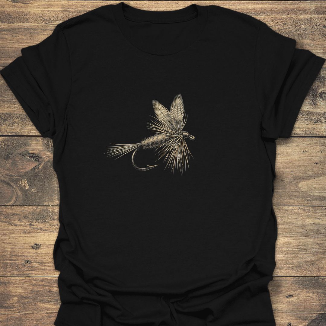 Classic Dry Fly Illustration - Black t-shirt