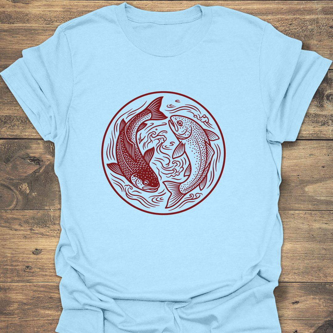 Twin Trout Yin Yang - Light Blue t-shirt