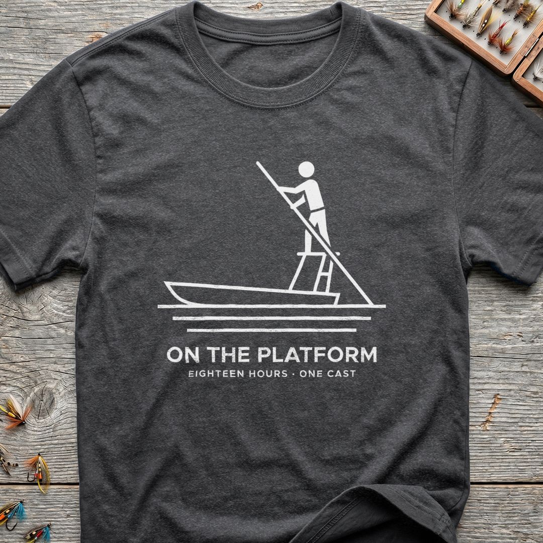 On The Platform Poling Skiff - Dark Heather t-shirt