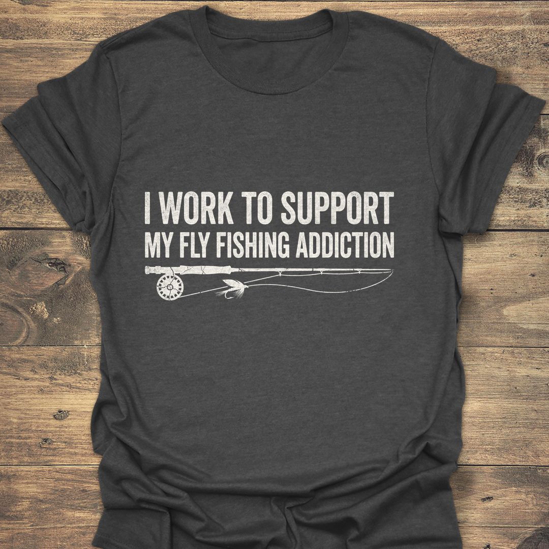 Work To Support Fly Fishing - Dark Heather t-shirt