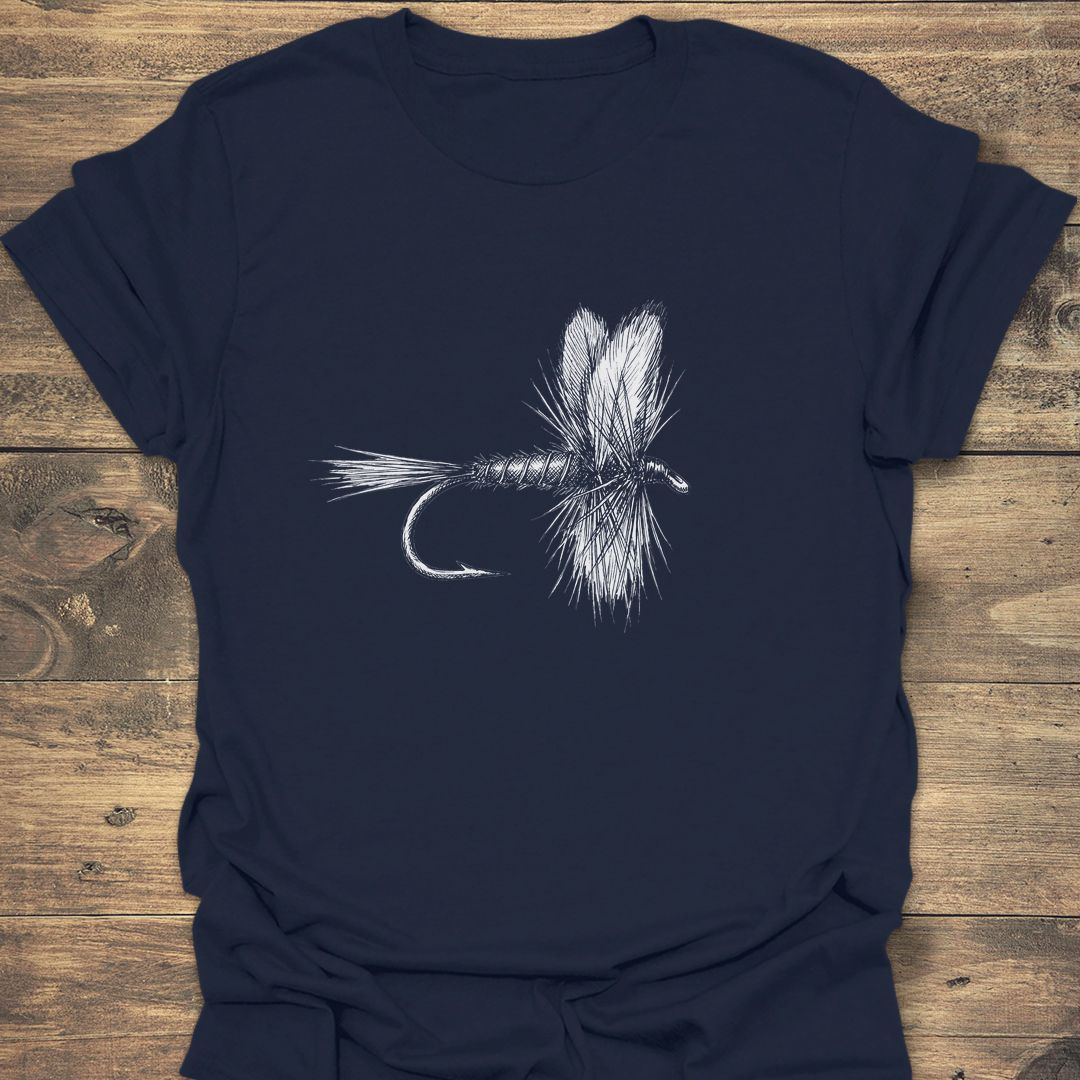 Classic Dry Fly Sketch - Navy t-shirt