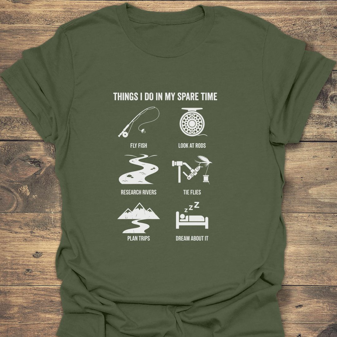 Things I Do In Spare - Military Green t-shirt