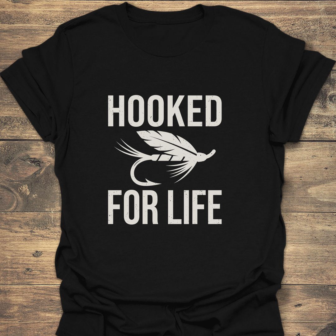 Hooked For Life - Black t-shirt