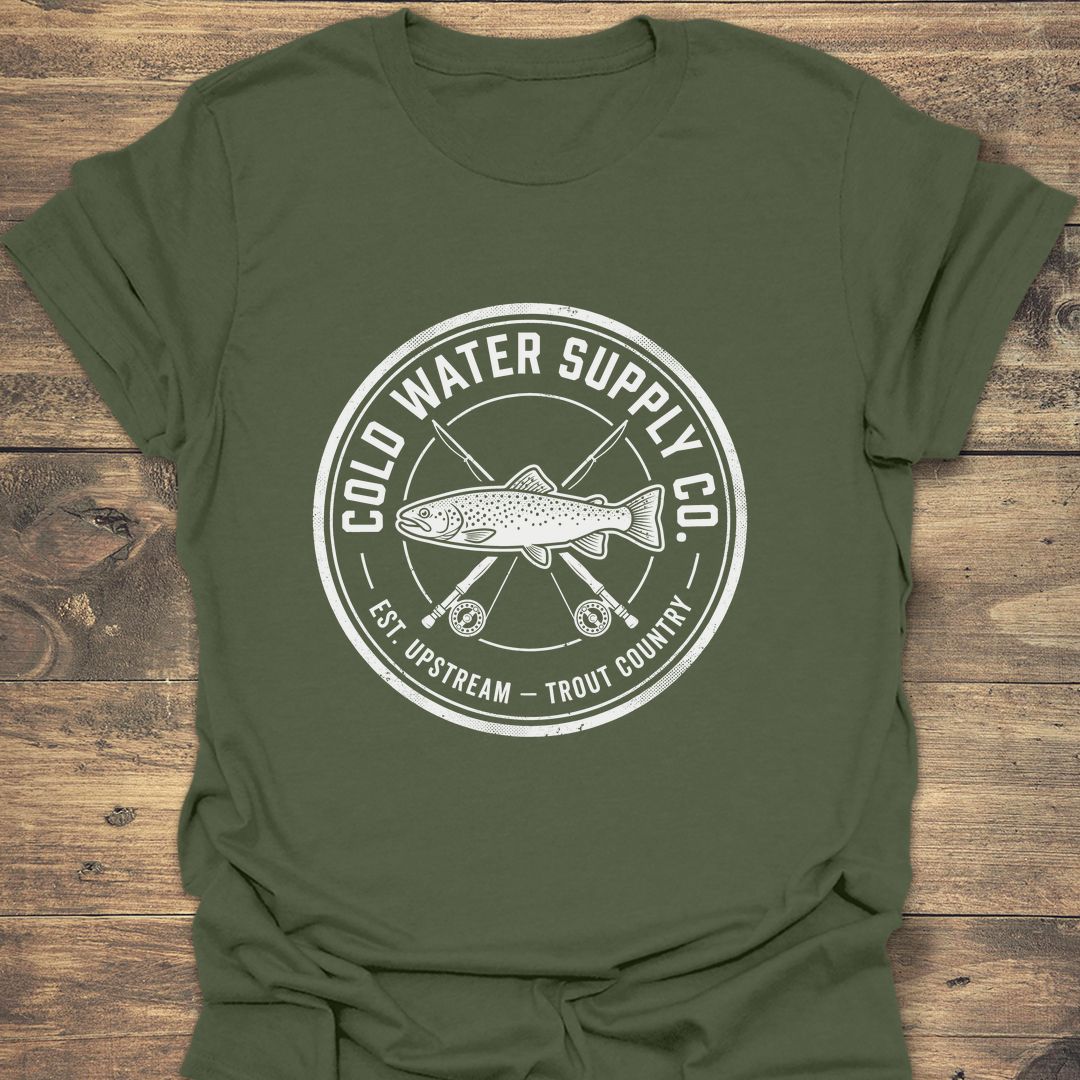 Cold Water Supply Co Trout - Military Green t-shirt
