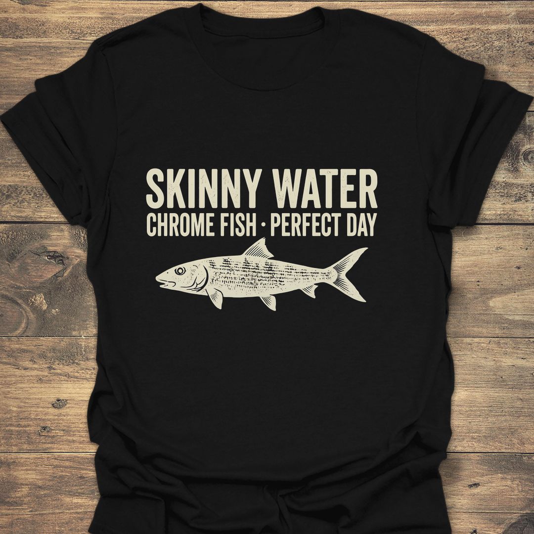 Skinny Water Chrome Fish - Black t-shirt