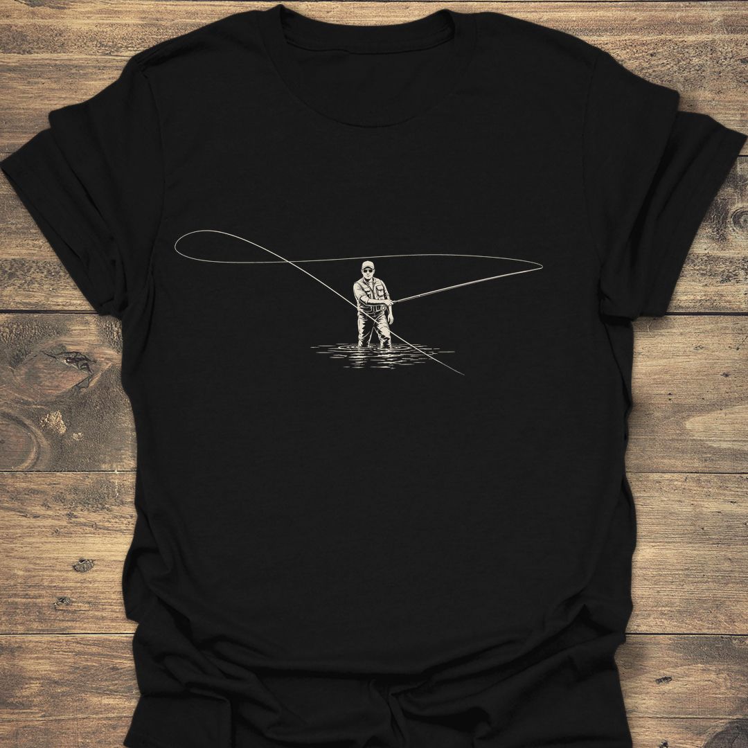 Wading Angler Loop Cast - Black t-shirt