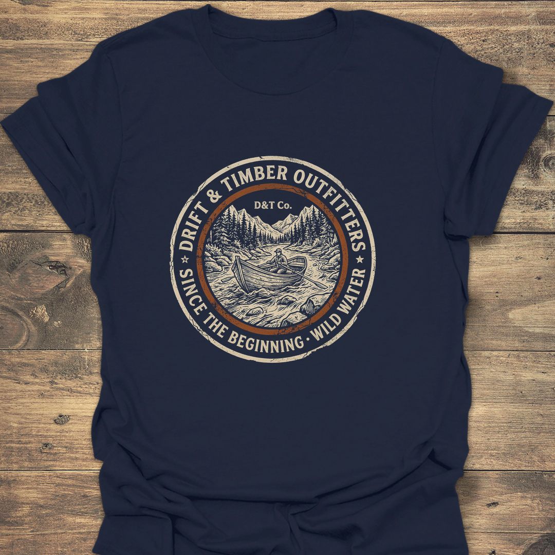 Drift Boat Wild Water Outfitters - Navy t-shirt