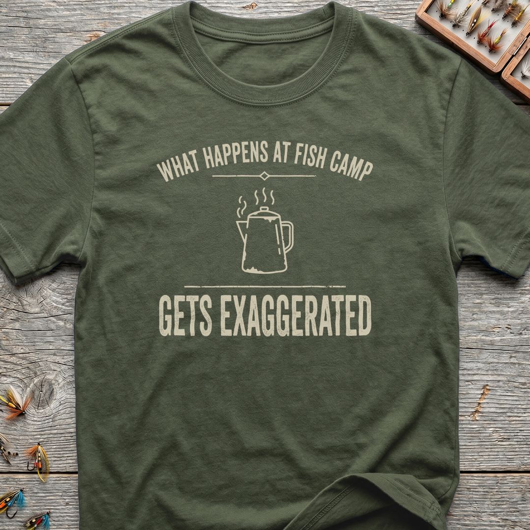 What Happens At Fish Camp - Military Green t-shirt