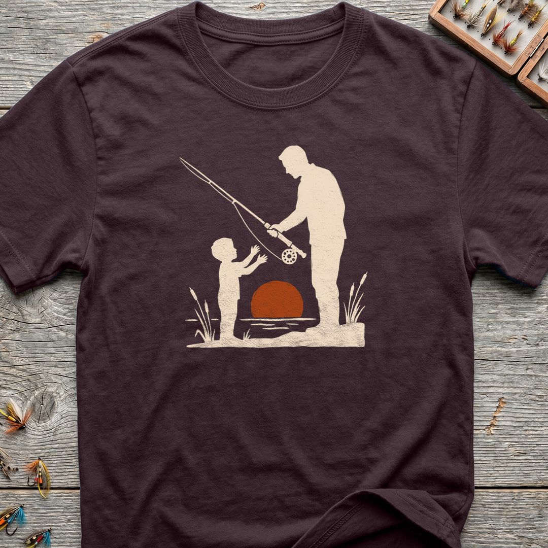 Father And Son Fly Fishing - Dark Chocolate t-shirt