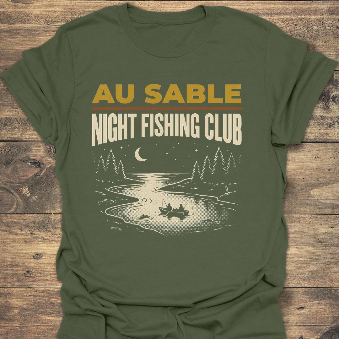 Au Sable Night Fishing Club - Military Green t-shirt