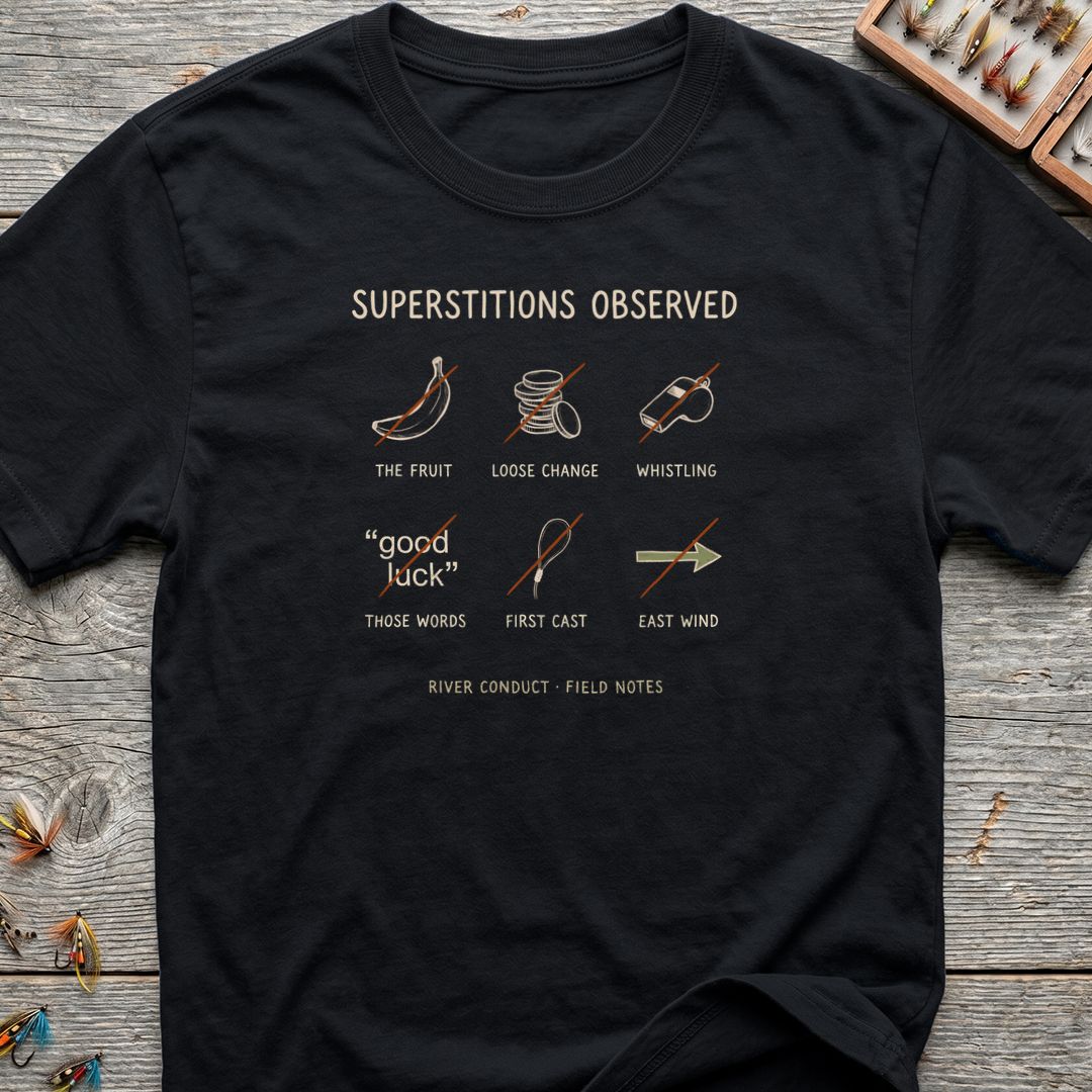 Superstitions Observed River Conduct - Black t-shirt