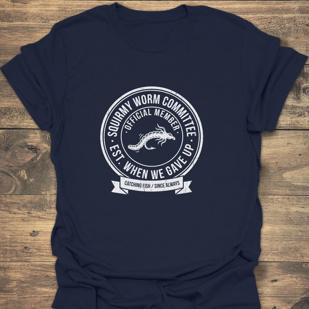 Squirmy Worm Committee - Navy t-shirt