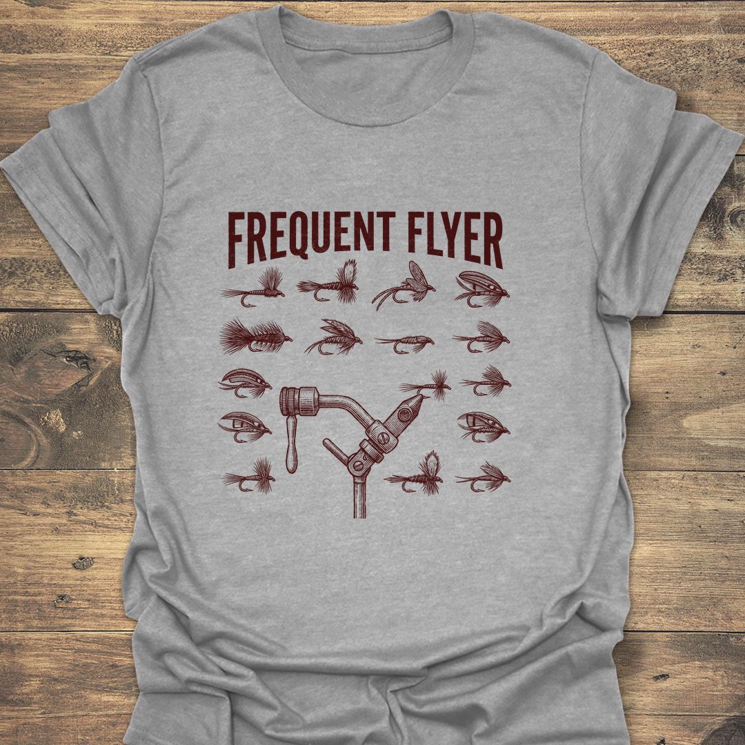 Frequent Flyer Fly Tying - Sport Grey t-shirt