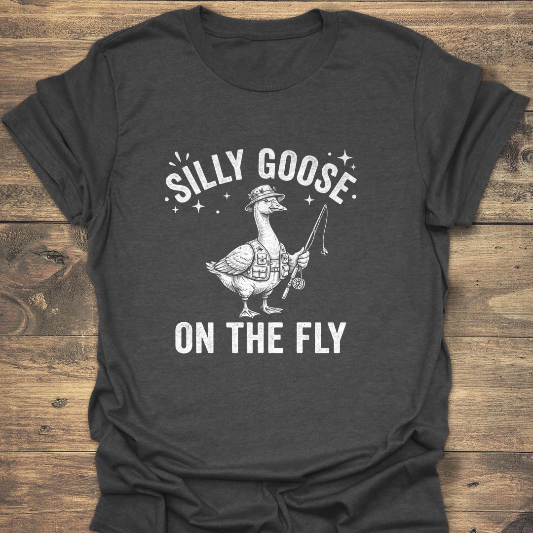 Silly Goose On The Fly - Dark Heather t-shirt