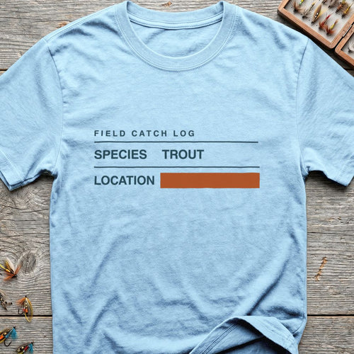 Field Catch Log Trout - Light Blue t-shirt