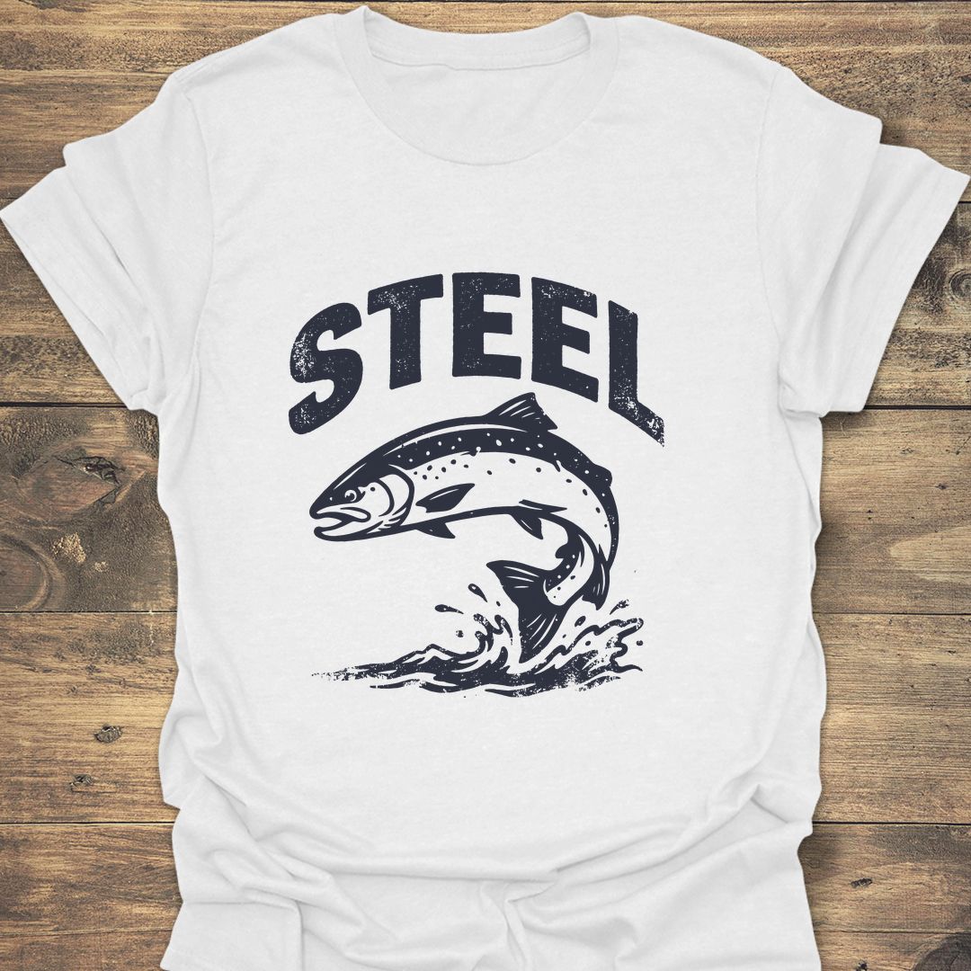 Steel Leaping Steelhead - White t-shirt