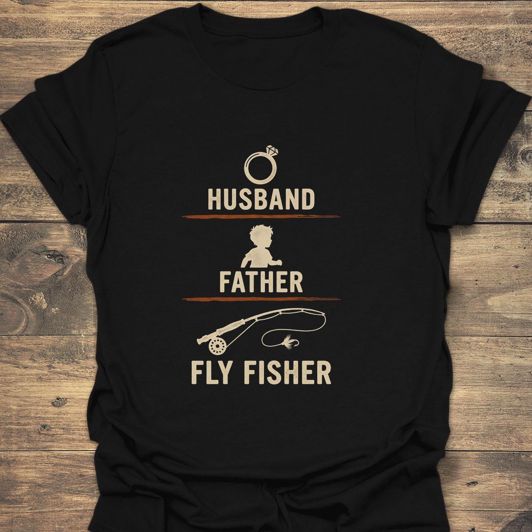 Husband Father Fly Fisher - Black t-shirt
