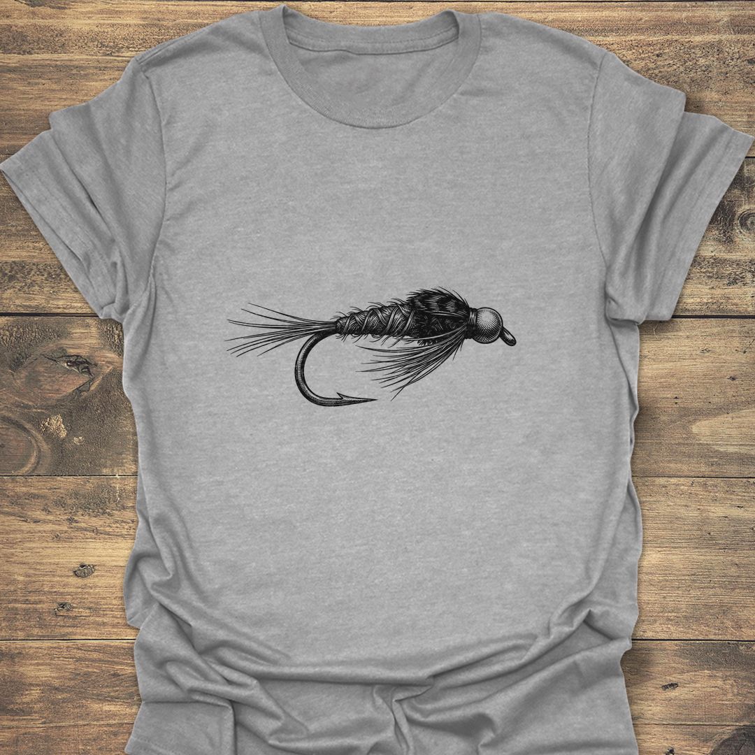 Bead Head Nymph Fly Art - Sport Grey t-shirt